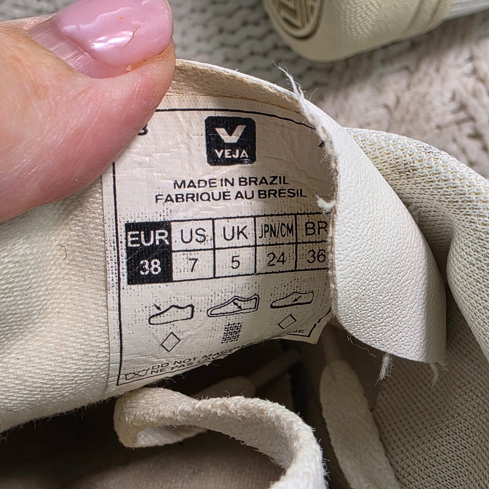 Veja V-10 Cwl Sneakers White Petale Pink Womens Eu 38 7 — image 7 of 8
